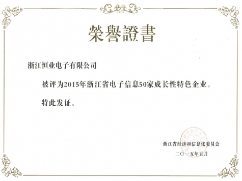 浙江省電子信息成長(zhǎng)特色企業(yè)